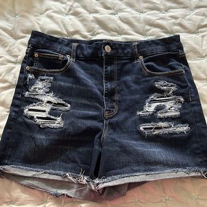 American Eagle Distressed High Rose Denim Shorts